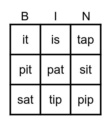 PHONICS BINGO Card