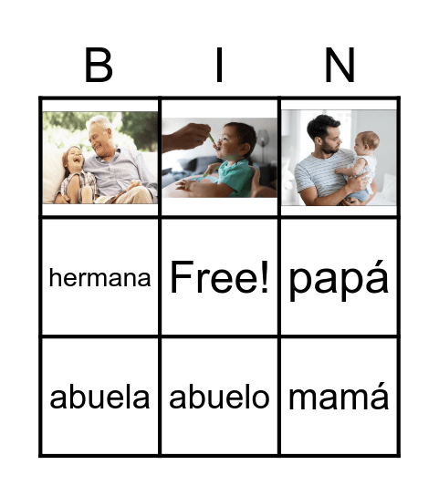 la familia Bingo Card