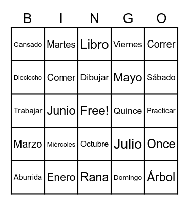 Repaso Bingo Card