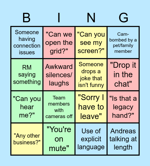 12PM Bing! Bingo Card