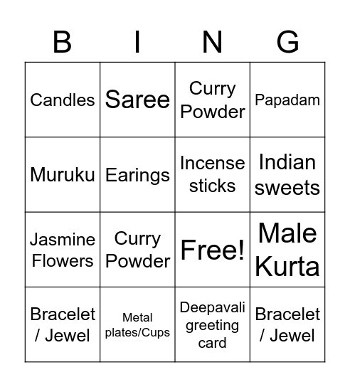 Digi Finance Deepavali Bingo Card