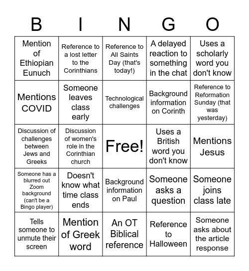 Another Week, Another Bingo Card