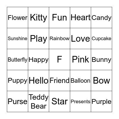 Hello Kitty Bingo Card
