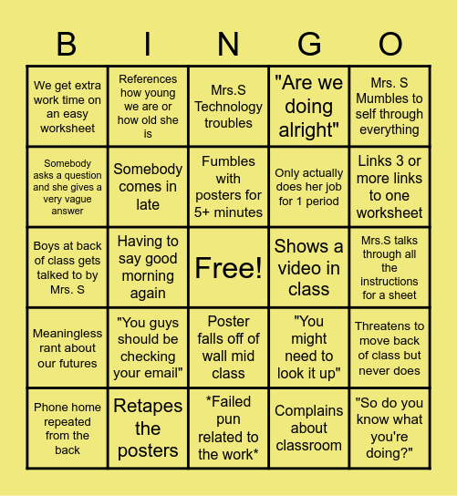 Bus. Connections Bingo Card
