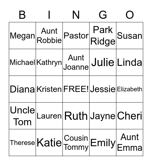 Katie and Michael Bridal Shower Bingo Card