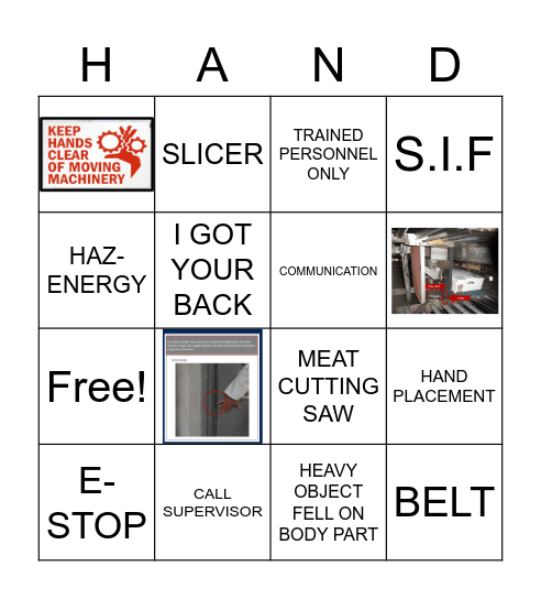 SIF HAND SAFETY CAMPAIGN Bingo Card