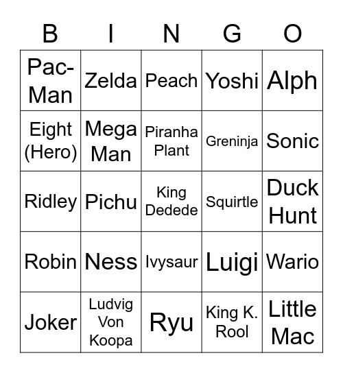 Nintenrock ROUND 2 (Smash Bros) Bingo Card