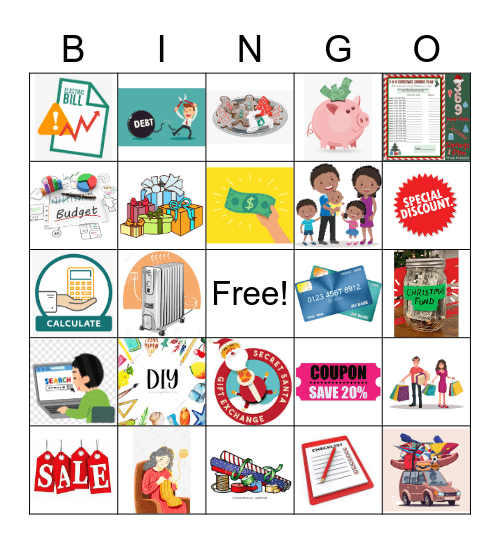 Debt Free Holiday Bingo Card