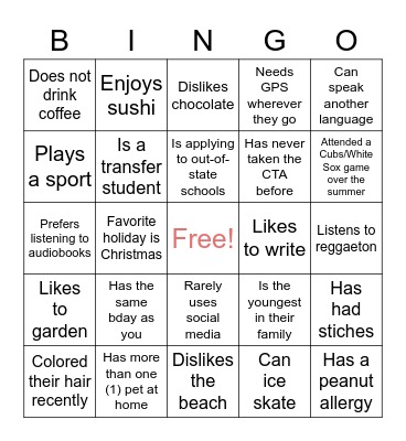 Find someone who... Bingo Card