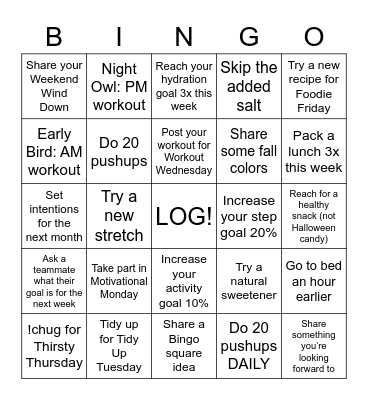 Bigfoot Bingo Card