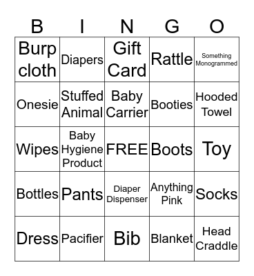 Baby Addison BINGO Card