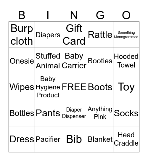 Baby Addison BINGO Card