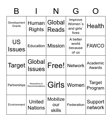 AWC Madrid FAWCO Review Bingo Card