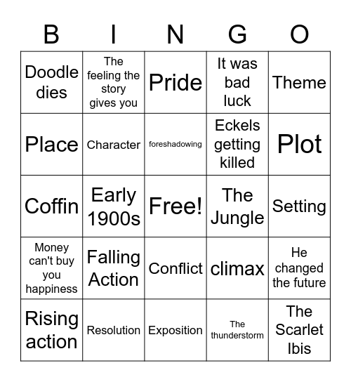 Short Stories Bingo Card