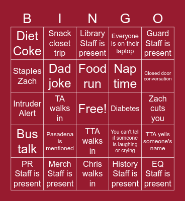 Ad Stingo Bingo Card