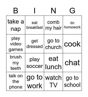 DAILY ROUTINES Bingo Card