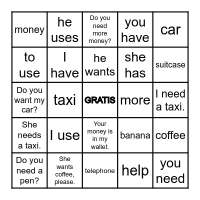 Duolingo TRAVEL 2 Bingo Board Bingo Card