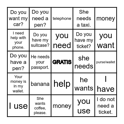 Duolingo TRAVEL 2 Bingo Board Bingo Card