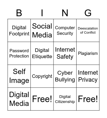 Digital Literacy Bingo Card