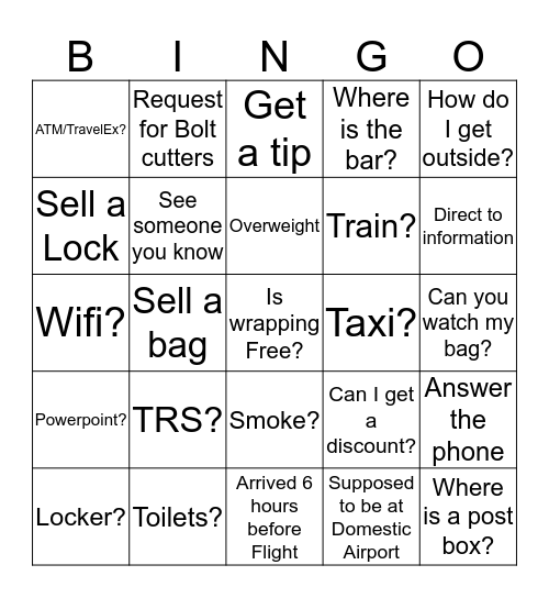 Wednesday Night Bingo Card