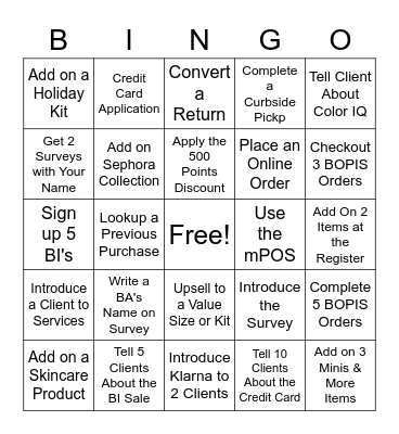 Cashwrap Bingo Card