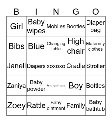 Baby & Co Bingo Card