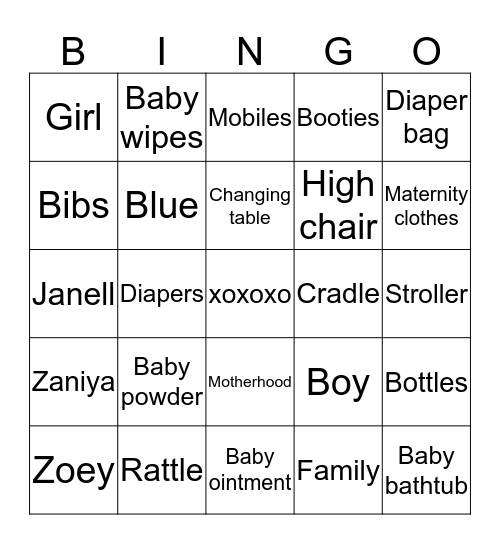 Baby & Co Bingo Card