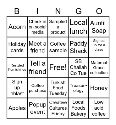 Nourish Produce Falliday Bingo November 2021 Bingo Card