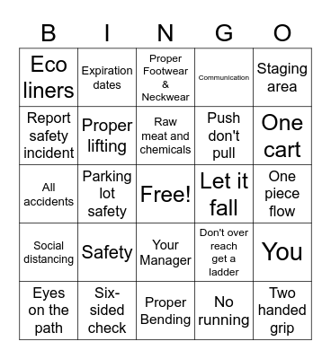 GSF/WFMOA SAFETY Bingo Card