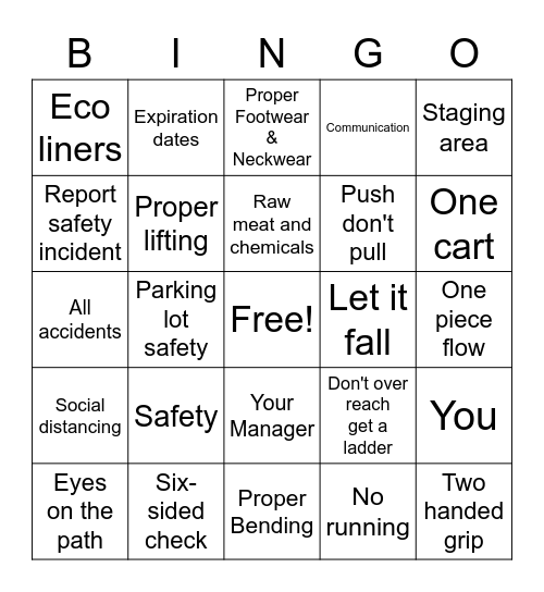 GSF/WFMOA SAFETY Bingo Card