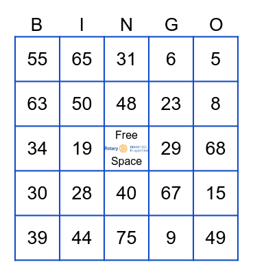 Rotary Passport Club Bingo Night Bingo Card