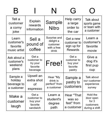 Customer Connection Bingo Card