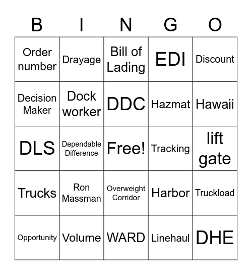 Show Time! Bingo Card