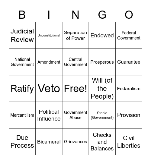 Bellringer Vocabulary - Set 3 Bingo Card