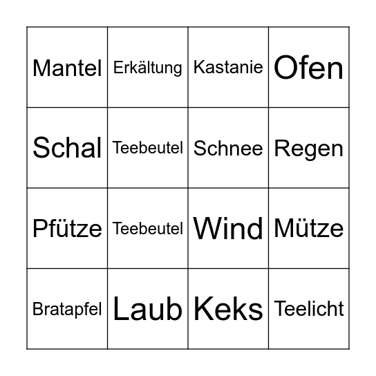 Herbst Bingo Card