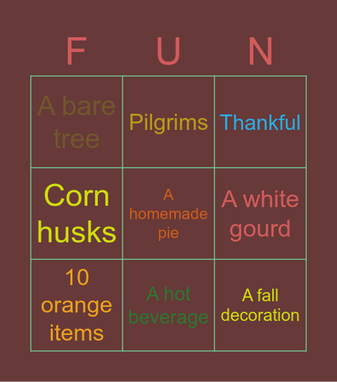 Fall Fun Bingo Card