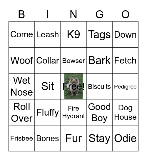 Ivy and Odie's Puppy Bingo Card