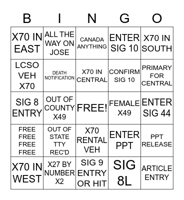 MODE 11 Bingo Card