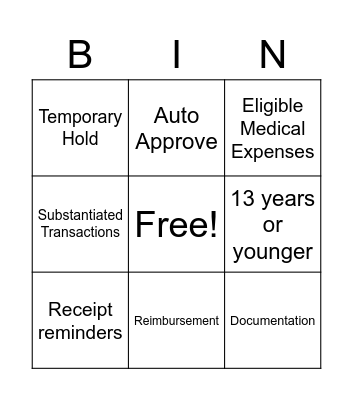 FSA Open Enrollment Bingo Card