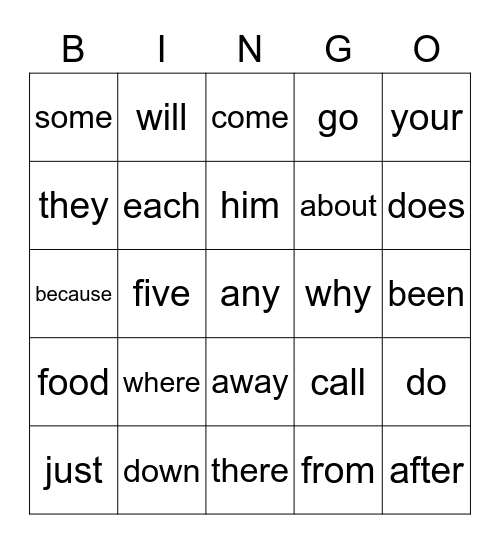 Quarter 2 Sight Words - 2 Bingo Card
