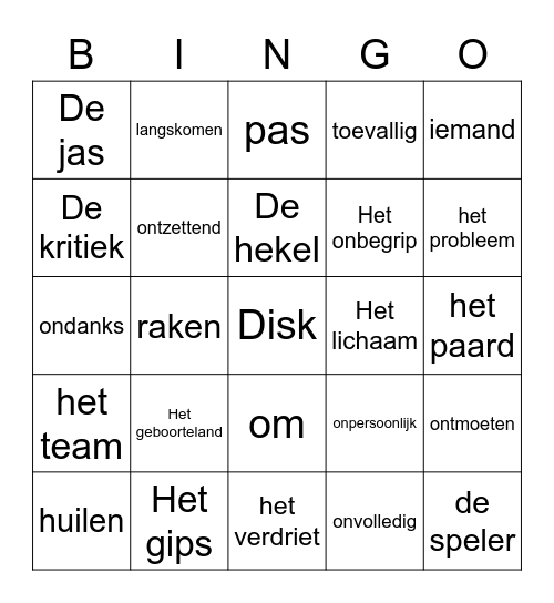 Disk thema 13 vriendschap Bingo Card