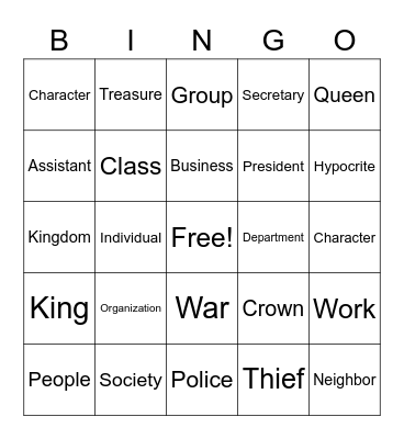 Chapter 6 people occupation $ Bingo Card