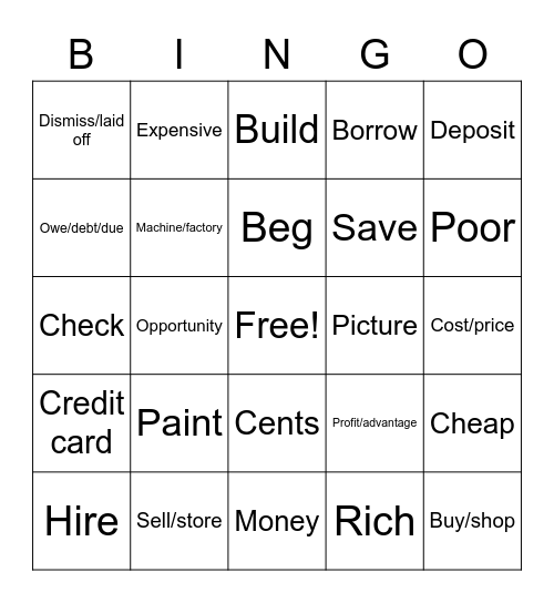 Part 2 chp. 6 Bingo Card