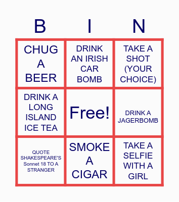 TIMOTHY'S BACHELOR PARTY: GROOM Bingo Card