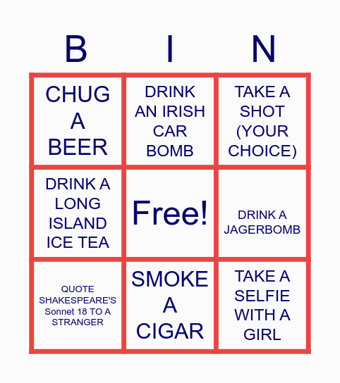 TIMOTHY'S BACHELOR PARTY: GROOM Bingo Card