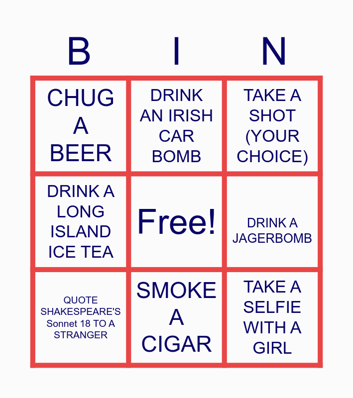 Bomb Party Bingo Card