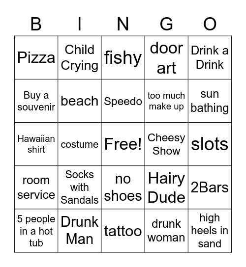 Cruise Bingo Card