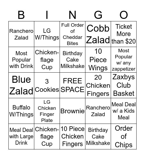 *Incentive BINGO* Bingo Card