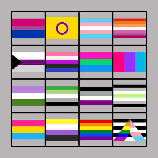 PRIDE FLAG BINGO Card