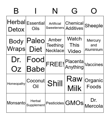 Woo Medicine Bingo Card